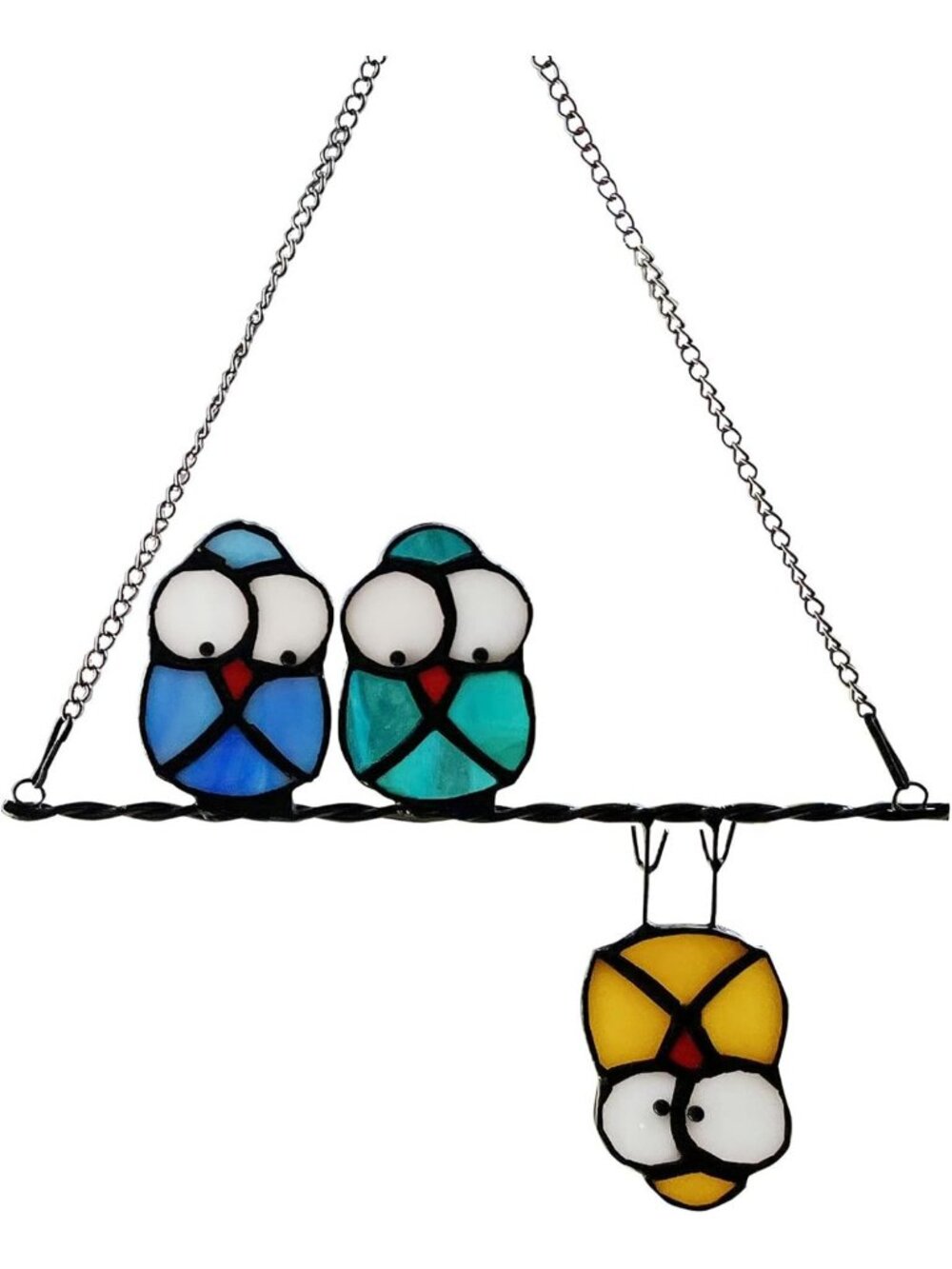 Colorful Owl Stained Glass Suncatcher - Bird Window Hanging Decor for Home
